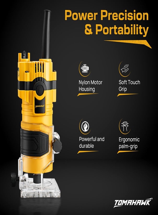 TOMAHAWK® TTM-7402 Professional Palm Router 650W Powerful Motor 32000RPM 6mm/6.35mm/8mm Collet Precision Woodworking Tool for Trimming, Grooving & Edge Finishing - Image 3
