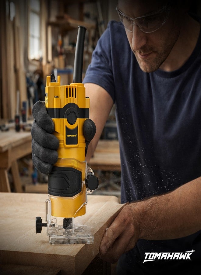 TOMAHAWK® TTM-7402 Professional Palm Router 650W Powerful Motor 32000RPM 6mm/6.35mm/8mm Collet Precision Woodworking Tool for Trimming, Grooving & Edge Finishing - Image 4