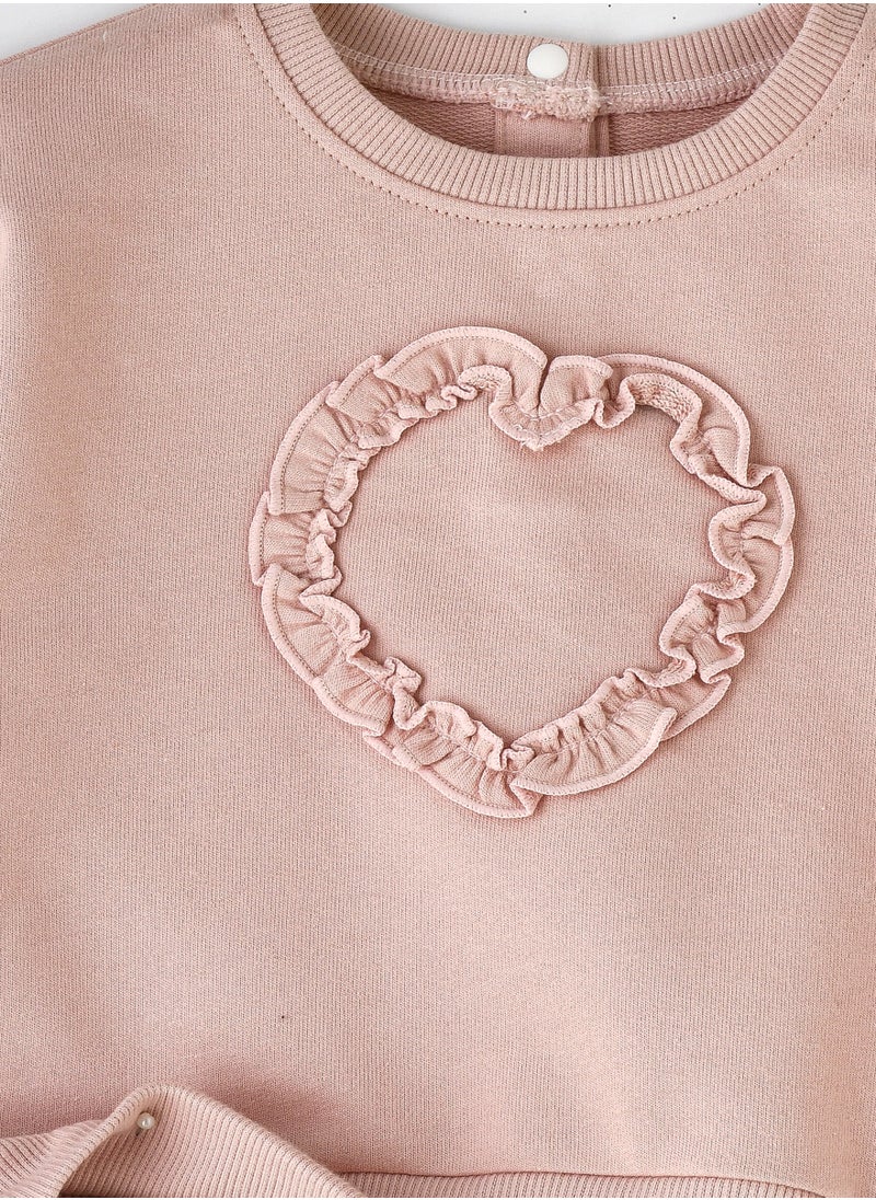 Elegant Kids - Girls Pink Sweatshirt and Printed Pants Set - Image 1