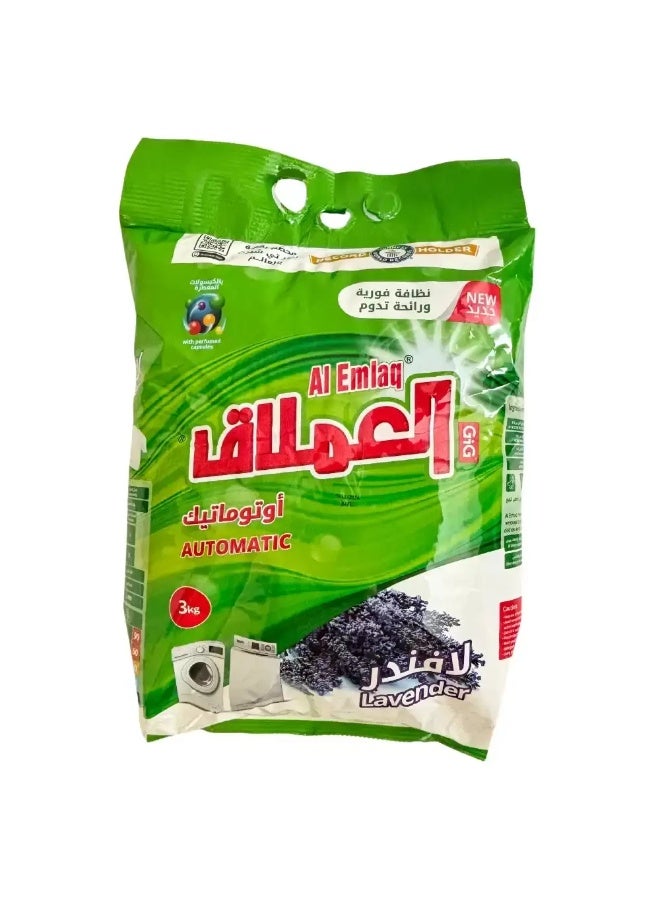 Al Emlaq Al Emlaq Lavender Scented Record Holder Automatic Detergent Powder With Perfumed Capsules- 3Kg  - Image 1