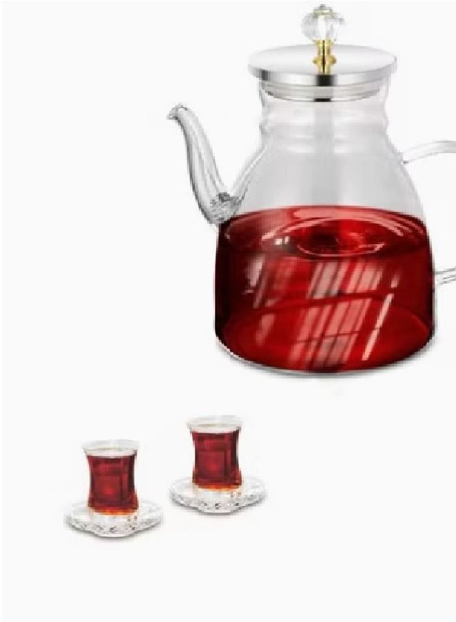 DCL Heat Resistant Glass Teapot Set Clear - Image 3