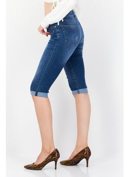 Zero Women Regular Fit Washed Capri Denim, Blue  - Image 1