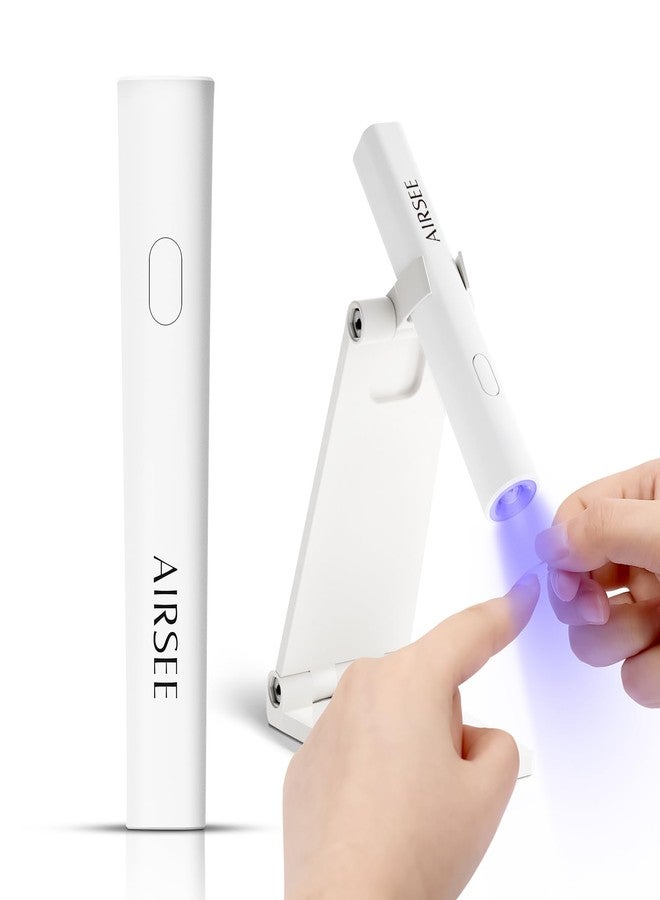 AIRSEE Mini Handheld UV Light for Gel Nails with Stand,Portable Rechargeable Nail Lamps,2 Timers for Fast Nail Extension,Rhinestone Glue Decoration,Gel Nail Strips at Home,Travel(White) - Image 1