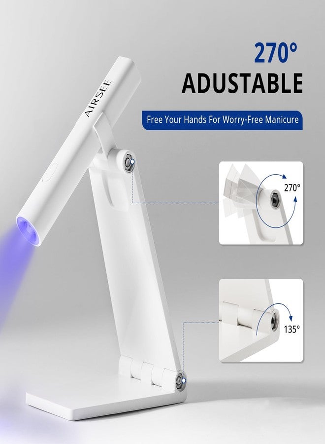 AIRSEE Mini Handheld UV Light for Gel Nails with Stand,Portable Rechargeable Nail Lamps,2 Timers for Fast Nail Extension,Rhinestone Glue Decoration,Gel Nail Strips at Home,Travel(White) - Image 5
