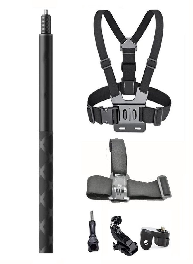 Fotoleey Chest Mount kit for Insta360 X5/X4/X3, Including Selfie Stick, Chest Harness Strap, Head Mount Strap, Compatible with GoPro Hero13/12/11, DJI Osmo Action - Image 2