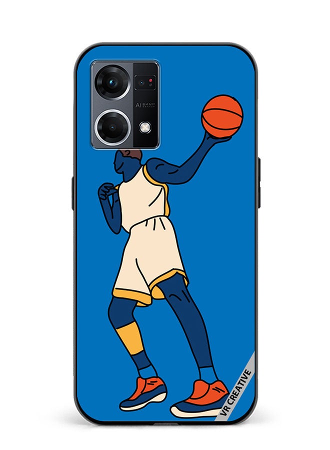 VR CREATIVE Protective Case Cover For Oppo Reno8 4G Basketball Player In Action With Ball Design Multicolour - Image 1