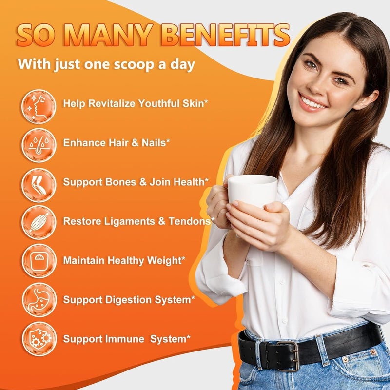 NATURE TARGET MultiCollagenPeptidesPowder for Joint Support Hydrolyzed Collagen for Women Men with MSM  GC Type I II III V X Collagen for Skin Hair  Nail NonGMO 35 Servings - Image 5