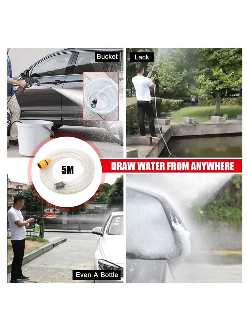 48V Cordless Portable Washer Electric High Pressure Cleaner Machine 30 Bar High Pressure Portable Washer with 3 in 1 Adjustable Nozzle for Washing Cars