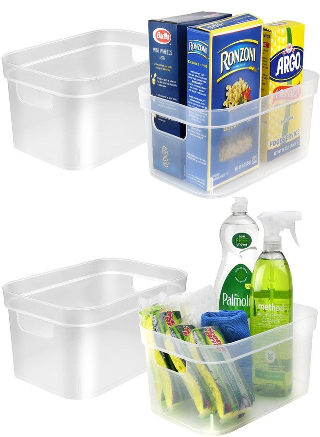 Tribello Modern Cabinet Organizers And Storage Pantry Shelf Organizer - Clear Plastic Storage Bins - (Medium - 12” X 8” X 4”)