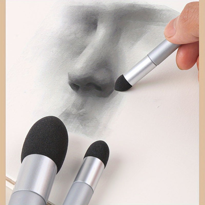 3 6 Pcs Pro Blending Sponge Set Washable Reusable Sketching Highlight Correction Dual Texture Design For Charcoal Graphite Pastel Drawing Artist Studio Essential Kit - Image 1