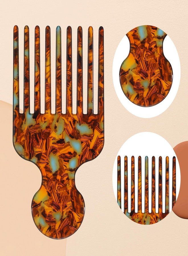 Qulkws 2 Pcs Wide Tooth Comb for Curls 4.8'' Afro Hair Pick Comb for Women Men Smooth Detangling Lifting Combs Acetate Combs Hair Styling Tool(Colorful) - Image 5