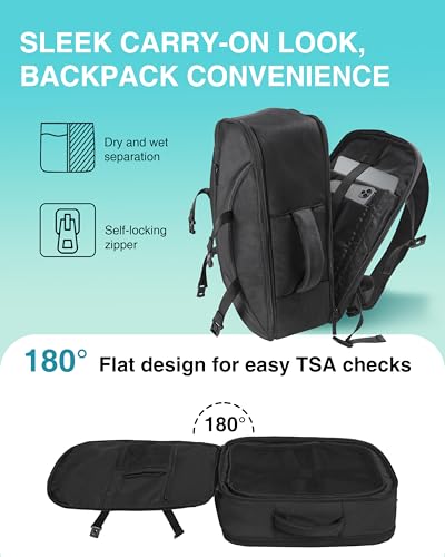 Moysoon TSA-Friendly Travel Backpack with Laptop Compartment, 30L Carry-On Backpack for Men & Women, 180° Lay-Flat Design, Waterproof & Durable 1000D Oxford, Fits 15.6" Laptop - Image 5