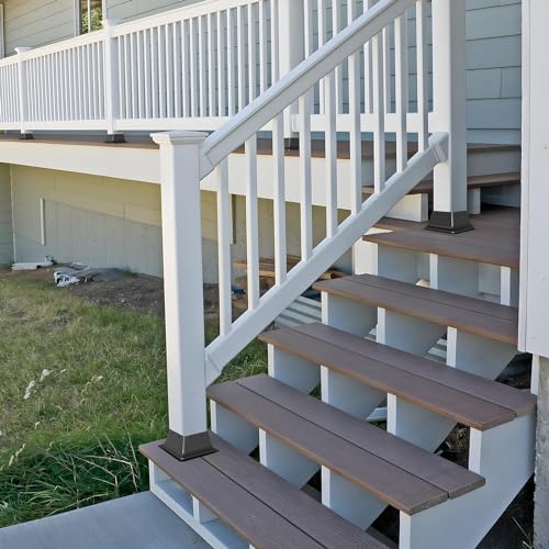 FMhotu 4x4 Post Base 4Pcs, Internal 3.6"x3.6" Heavy Duty Powder-Coated Steel Post Bracket Fit for Standard Wood Post Anchor, Decking Post Base for Deck Porch Handrail Railing Support with Screws - Image 5