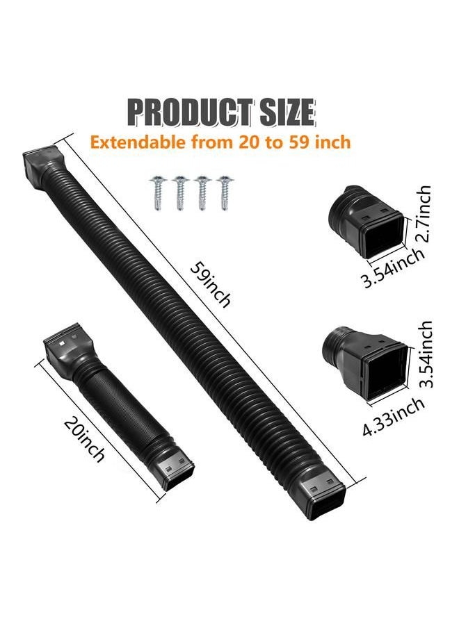 Arabest - Downspout Extender Retractable Rain Gutter Drainage Pipe Down Spout Drain Extensions Black - Image 1