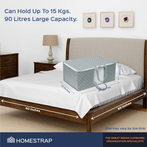 Homestrap Printed Underbed Storage Bag/Organizer/Blanket Cover with Front Handle (Grey, Pack of 6) - Image 3