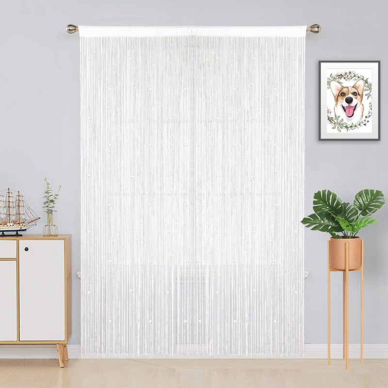 YIIBAII Beaded Curtain Beaded Curtains for Doorways Crystals Suitable for Interior Hanging Decoration and Partitions Closet Curtains (39"x79", White) - Image 3