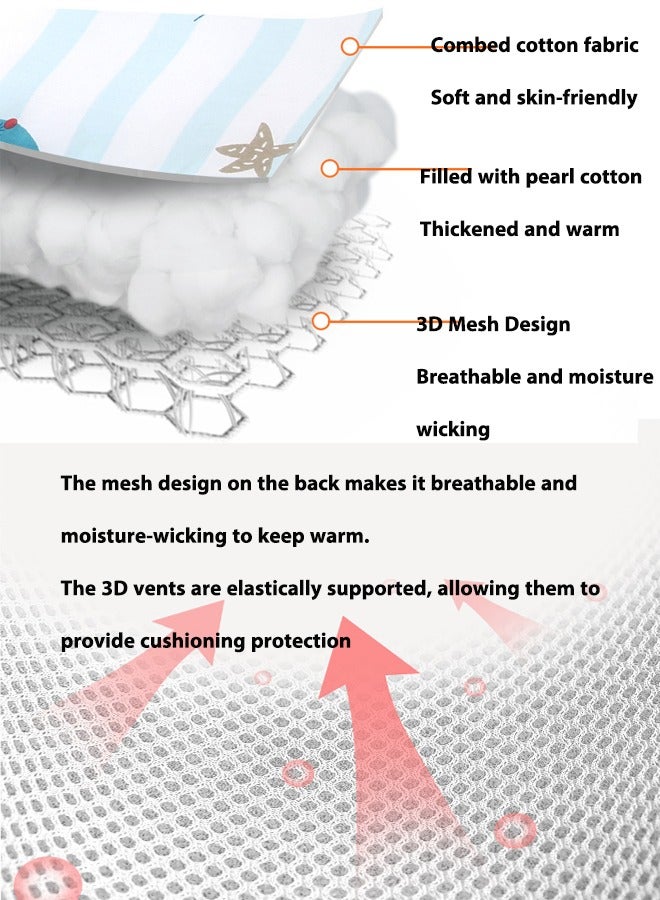Aissiora Baby Stroller Cushion Seat Pad Liner Pink Baby Seat Pad Liner for Stroller–Soft and Breathable 3D Air Mesh Cotton Universal Baby Stroller Cushion Infant Reversible Cotton Newborn Cushion pad  - Image 5