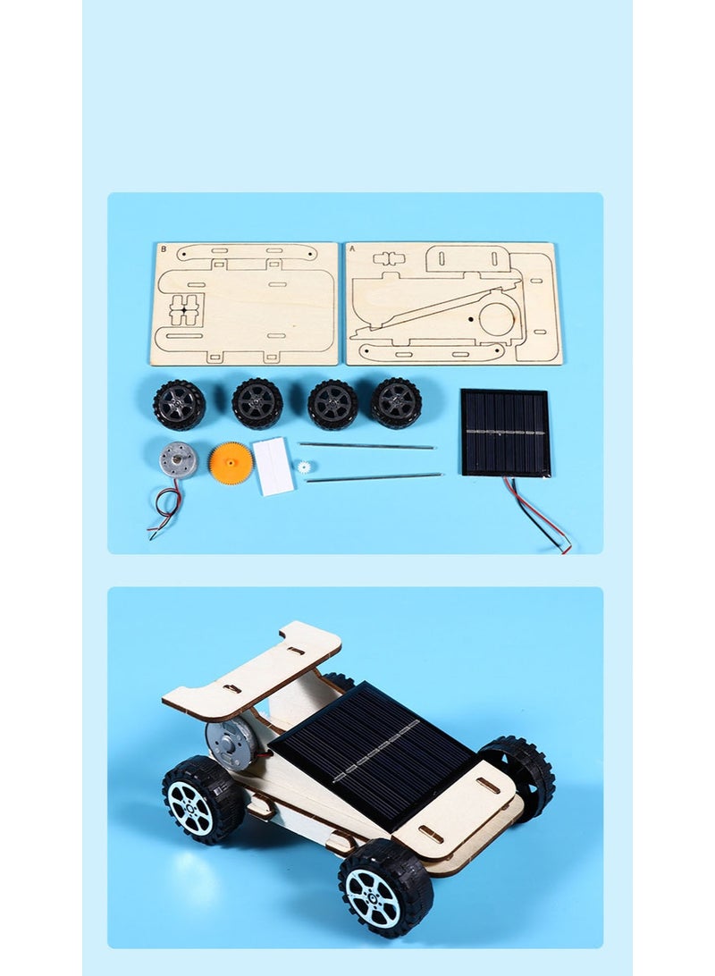 DIY Wooden Solar Car | 100% Solar Powered Science Kit | Kids STEM Project | Renewable Energy Educational Set | Wooden Solar Vehicle | Develops Intelligence & Creativity | Learn Photovoltaic Principle | Parent-Child Science Toy | Battery-Free Eco Design - Image 2