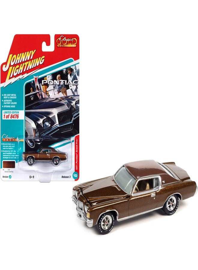 Johnny Lightning 1971 Pontiac Grand Prix Bronzini Gold Metallic Classic Gold Collection Series Limited Edition to 8476 Pieces Worldwide 1/64 Diecast Model Car - Image 3