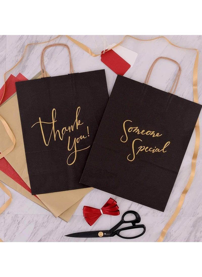 MARKQ Black Paper bags with handles 33 x 26 x 12 cm Large Kraft Gift bags for Birthday Party Supplies, Weddings, Shopping, Presents (12 Bags)  - Image 4