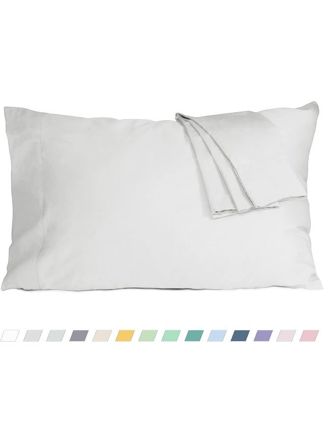 HOMTEC Cotton Pillow Cases Standard Size, 20 by 30 inches Queen Pillowcases, Light Gray Pillow Cases Set of 2, Pillow Cases Queen Cotton Percale Weave Pre-Shrunk Breathable and Hypoallergenic  - Image 1