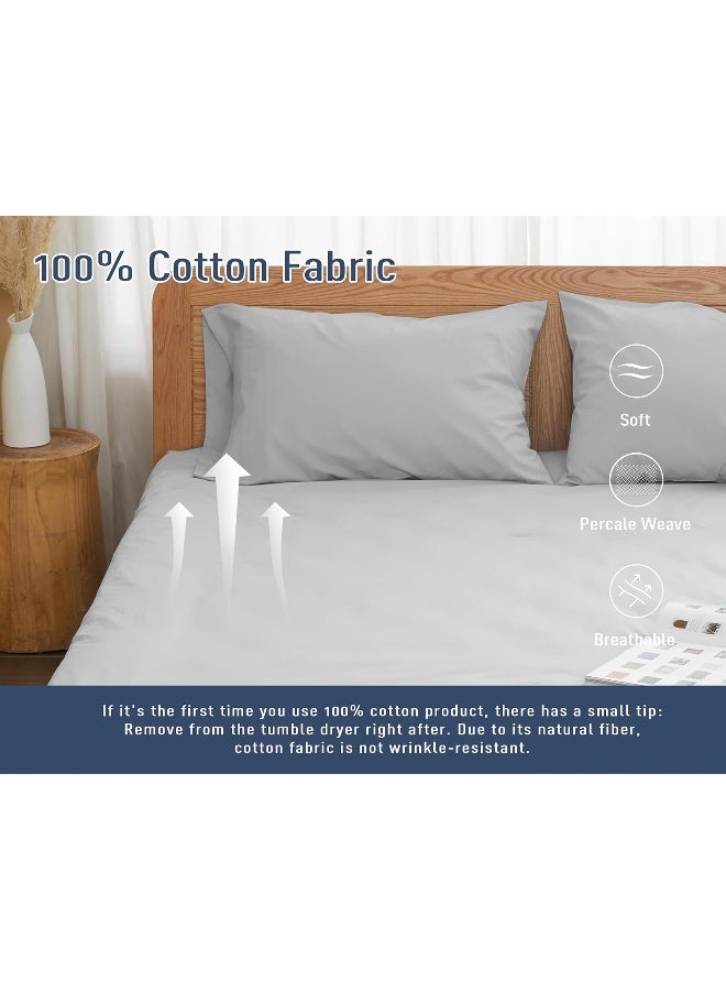 HOMTEC Cotton Pillow Cases Standard Size, 20 by 30 inches Queen Pillowcases, Light Gray Pillow Cases Set of 2, Pillow Cases Queen Cotton Percale Weave Pre-Shrunk Breathable and Hypoallergenic  - Image 4