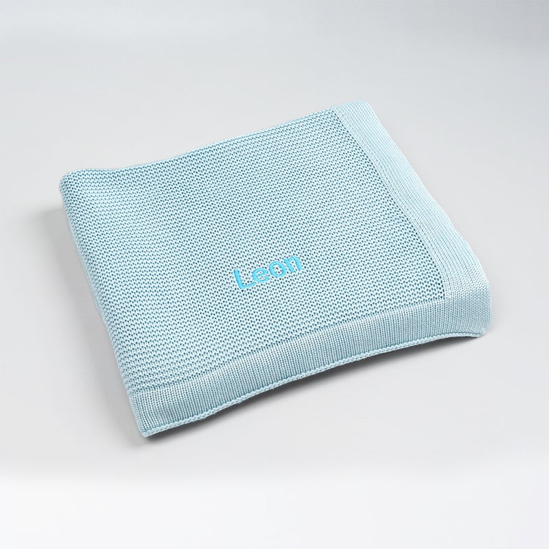 Lovingly Signed Personalized Bamboo Cellular Blanket - Blue - Image 1