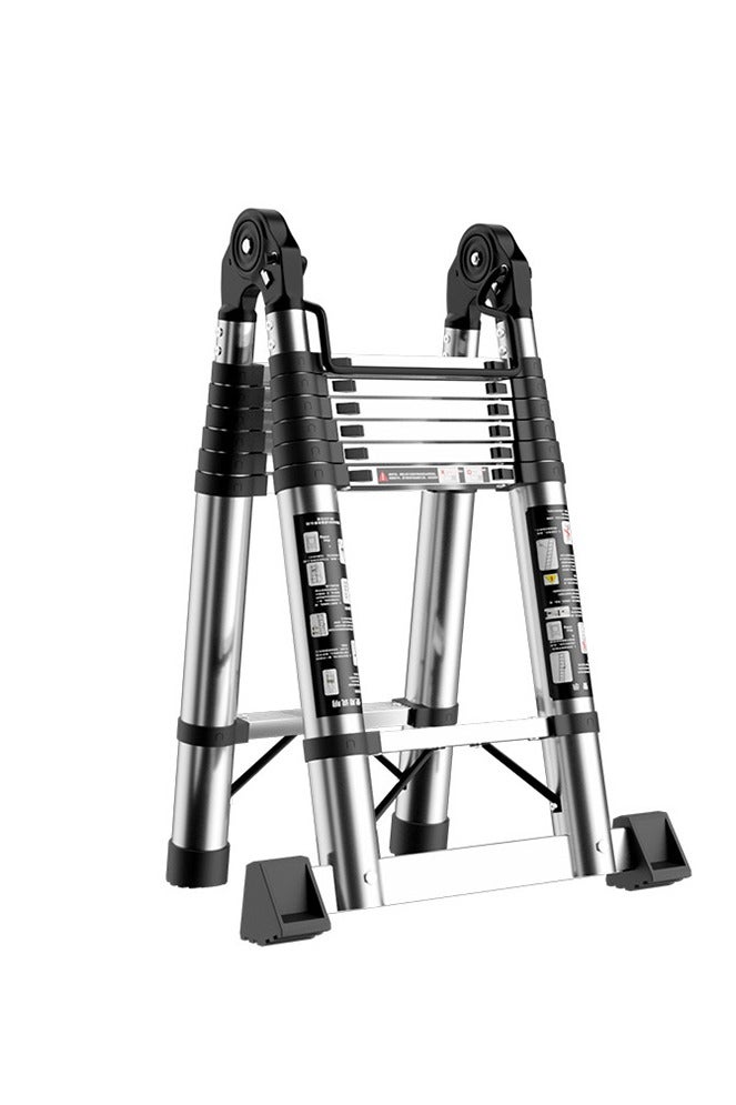 OASIS DESERT The Multi-Functional Stainless Steel Telescopic Ladder Is Foldable And Comes With A Portable And Compact Anti-Slip Device. It Is Suitable For Indoor Or Outdoor Use (2.5m + 2.5m = 5.0m) - Image 1