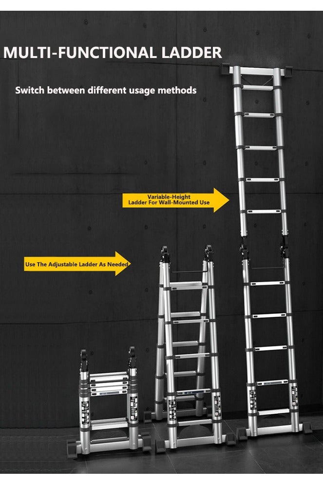 OASIS DESERT The Multi-Functional Stainless Steel Telescopic Ladder Is Foldable And Comes With A Portable And Compact Anti-Slip Device. It Is Suitable For Indoor Or Outdoor Use (2.5m + 2.5m = 5.0m) - Image 3