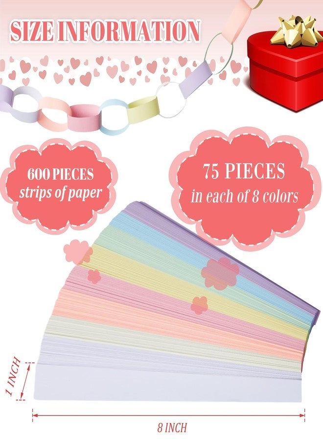 Lincia 600 Sheet Paper Chain Garland Strips 1x8 Inch with Double Sided Tape, DIY Construction Paper Chains for Birthday Wedding Holiday Party Decorations, Crafts Supplies (Macaron) - Image 2