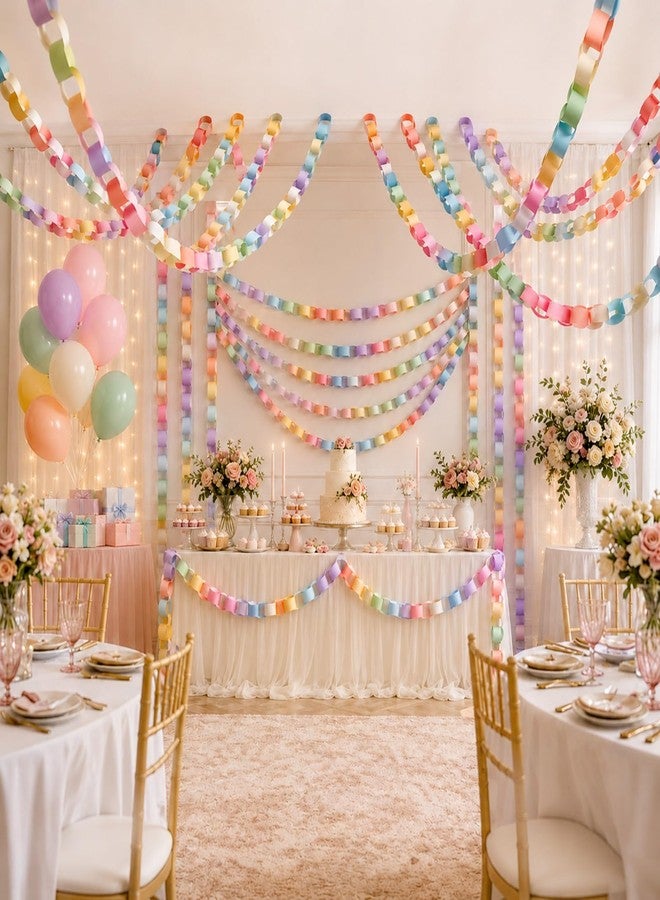Lincia 600 Sheet Paper Chain Garland Strips 1x8 Inch with Double Sided Tape, DIY Construction Paper Chains for Birthday Wedding Holiday Party Decorations, Crafts Supplies (Macaron) - Image 1