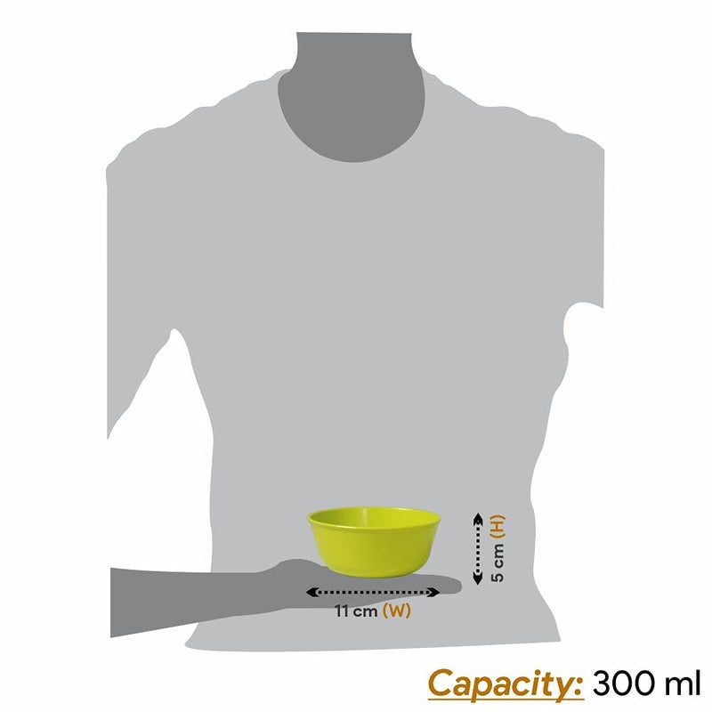 Wonder Sigma 300 Microwave Safe Multipurpose Plastic Bowl Set, 6 pc Bowl 300 ml, Green Cyan Yellow Color, - Image 3