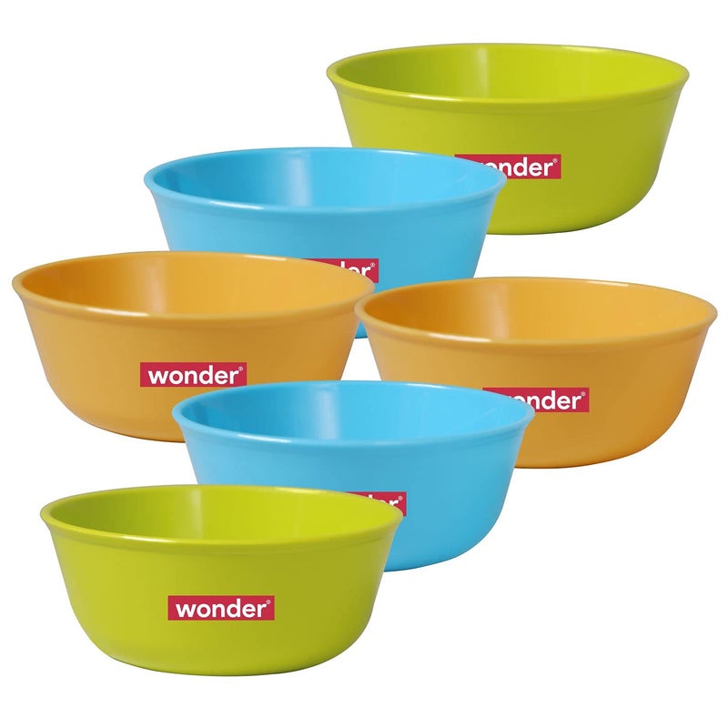Wonder Sigma 300 Microwave Safe Multipurpose Plastic Bowl Set, 6 pc Bowl 300 ml, Green Cyan Yellow Color, - Image 4