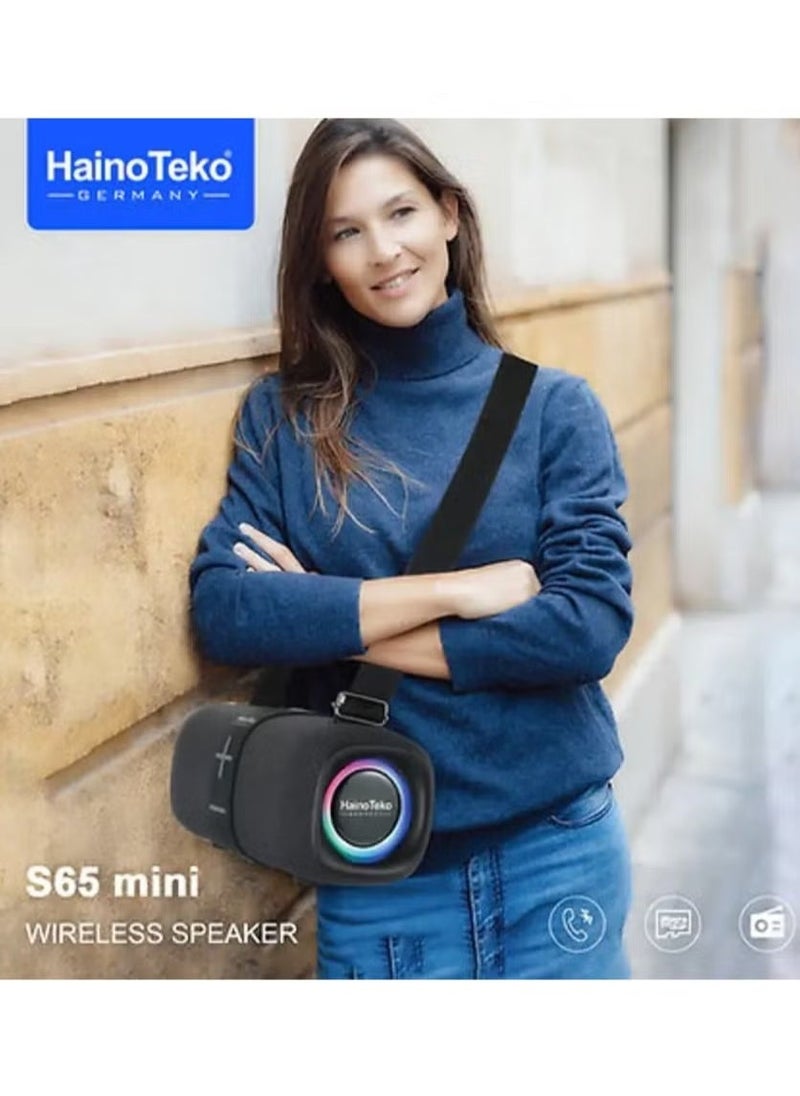 Haino Teko - S65 Mini Wireless Speaker | Compact Bluetooth Speaker with High-Quality Sound, Deep Bass, Portable Design, Long Battery Life | Ideal for Music, Outdoor Adventures, and Parties - Image 1