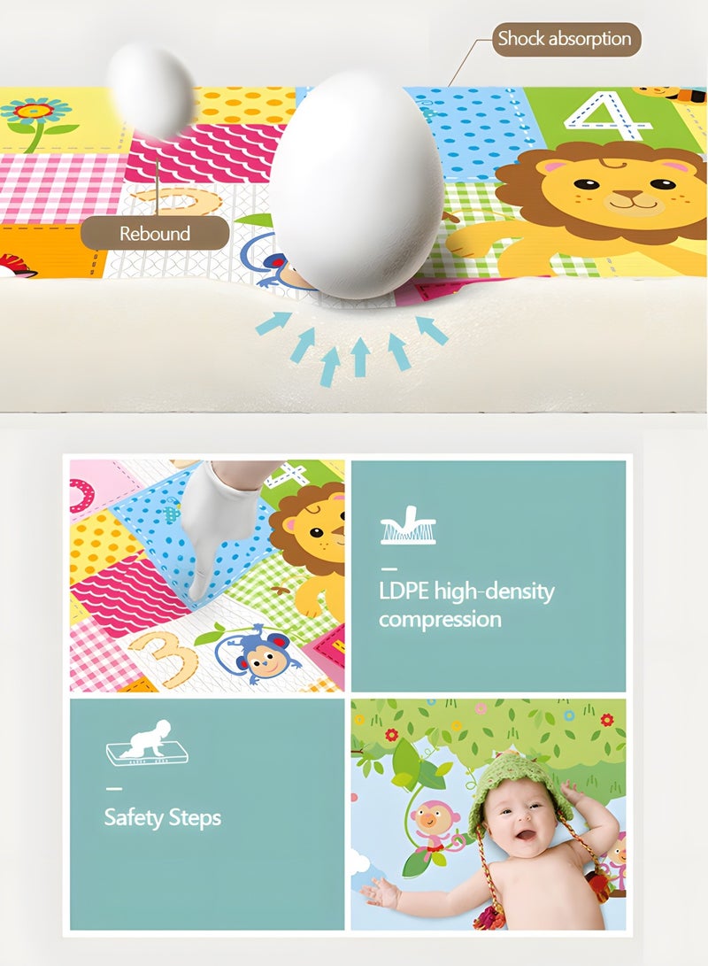 GROIC سجادة لعب، سجادة لعب مقاس 180 × 100 سم، سجادة لعب للأطفال للعب على الأرض، سجادة أطفال كبيرة ناعمة مقاومة للماء وقابلة للعكس، سجادة زحف للأطفال سميكة جدًا - Image 4