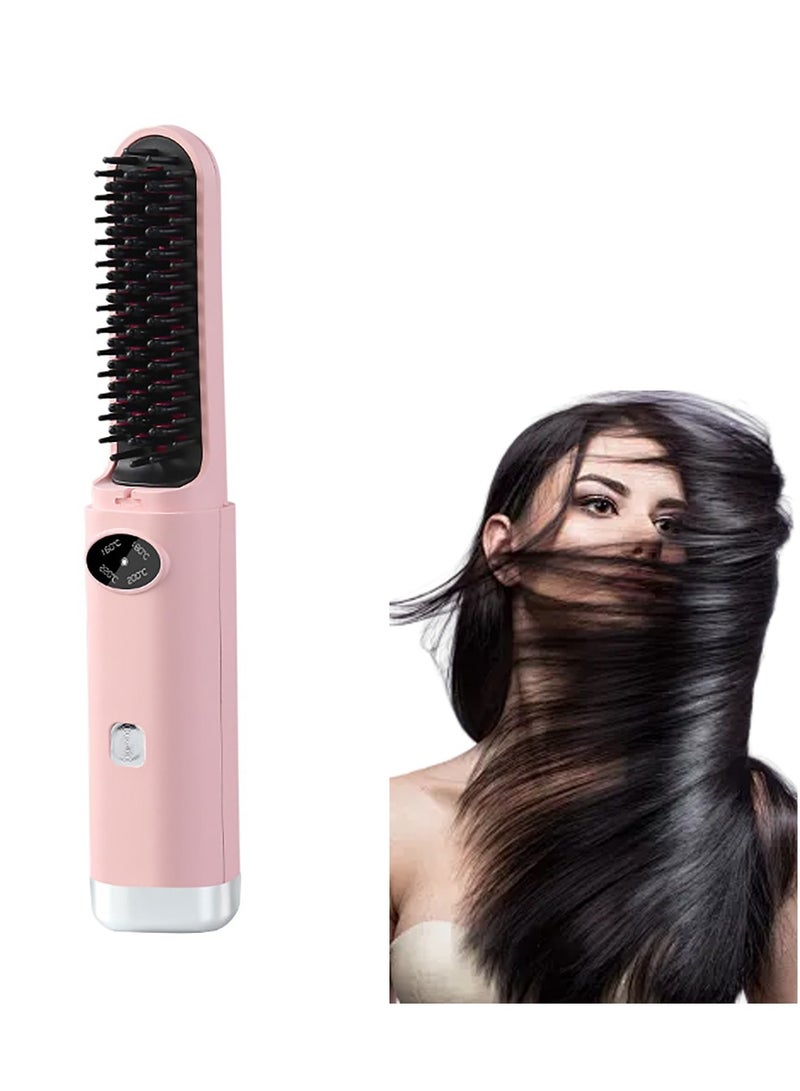 SYOSI Cordless Hair Straightener Brush, Portable with Negative Ion Technology, 4 Temperature Settings, LED Display, Suitable for Travel and Home, Nice Gift for Women - Image 1