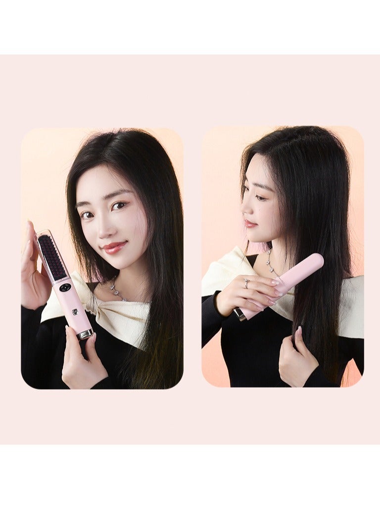 SYOSI Cordless Hair Straightener Brush, Portable with Negative Ion Technology, 4 Temperature Settings, LED Display, Suitable for Travel and Home, Nice Gift for Women - Image 4