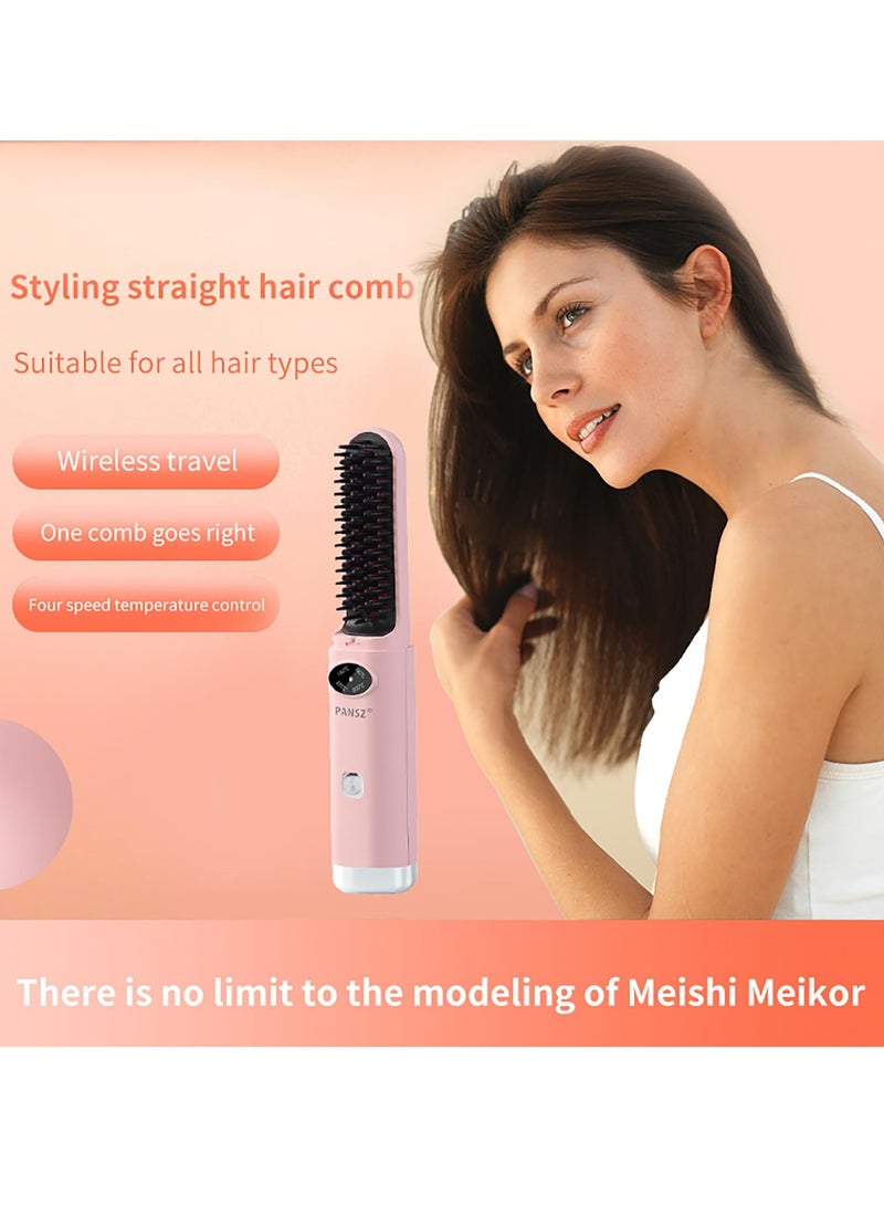 SYOSI Cordless Hair Straightener Brush, Portable with Negative Ion Technology, 4 Temperature Settings, LED Display, Suitable for Travel and Home, Nice Gift for Women - Image 5