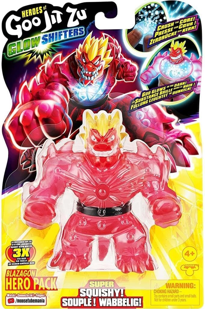 AKEDO Heroes of Goo Jit Zu Glow Shifters Hero Pack - Super Squishy Blazagon Hero Pack. Goo Filled Toy with a Unique Glowing Goo Transformation. Crush The core and See The Goo Glow in The Dark! - Image 5