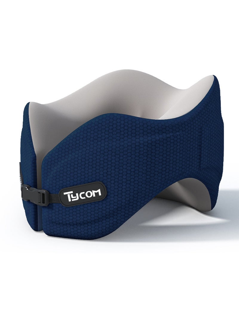 TYCOM Travel Pillows Neck Pillow for Travel U Shape Neck Support Comfortable and Breathable Cover Airplane Travel Kit with Eye Masks Earplugs and Luxury Bag Dark Blue. 