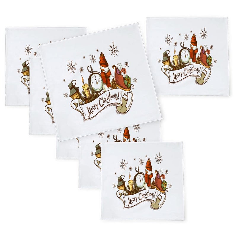 Khakee 6 Pcs Christmas Theme Silk Table Napkins 10x 10 for Xmas Decoration Christmas OrnamentsChristmas Giftxmas21711 - Image 1