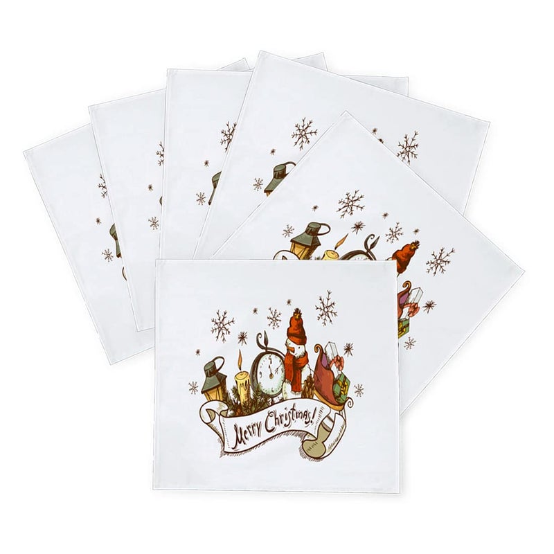 Khakee 6 Pcs Christmas Theme Silk Table Napkins 10x 10 for Xmas Decoration Christmas OrnamentsChristmas Giftxmas21711 - Image 2