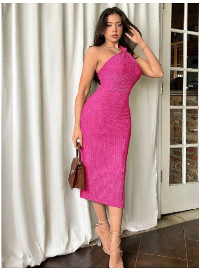 Shein One Shoulder Bodycon Dress With Textured Design  - Image 3