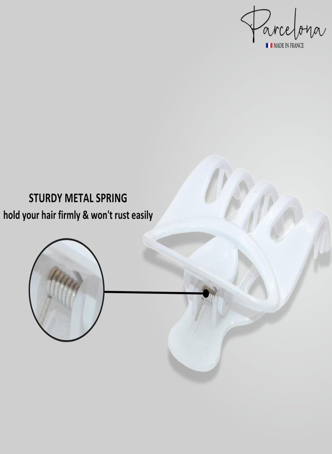 Parcelona French Curvy Oval Paw Medium 3” Cellulose Acetate Side Slide In Jaw Hair Claw Clips for Women and Girls (Solid White) - Image 3