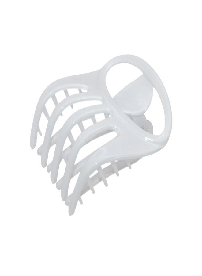 Parcelona French Curvy Oval Paw Medium 3” Cellulose Acetate Side Slide In Jaw Hair Claw Clips for Women and Girls (Solid White) - Image 1