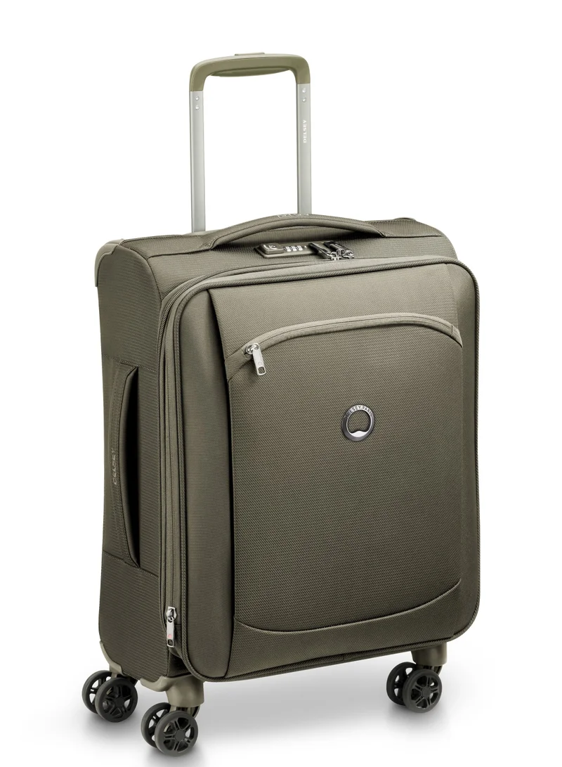 DELSEY Paris Montmartre Air 2.0 55cm Softcase 4 Double Wheel Expandable Cabin Luggage Trolley Green