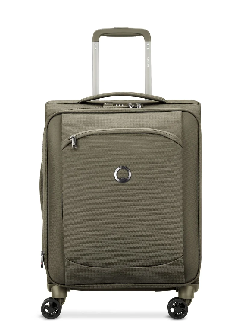 DELSEY Paris Montmartre Air 2.0 55cm Softcase 4 Double Wheel Expandable Cabin Luggage Trolley Green