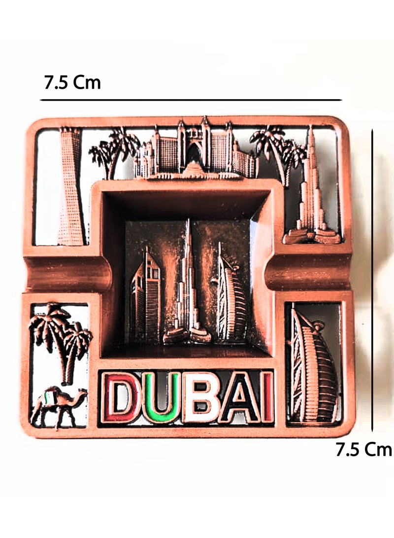 Souvenir Souq Dubai Skyline Metal Ashtray Made of Zinc Alloy – UAE Flag Colors with Burj Al Arab, Burj Khalifa Atlantis, Camel & Palm Tree, Copper color finish - Image 5