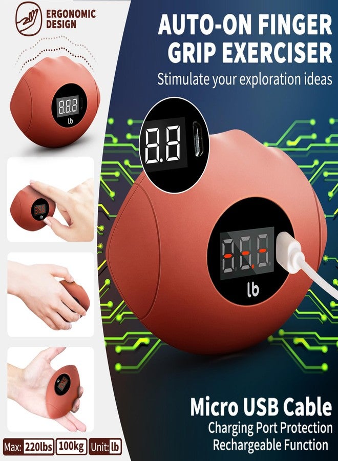 DIOTUSS Grip Strength Trainer Tester, Hand Grip Strengthener Dynamometer, Forearm Finger Strengthener, Stress Balls for Adults/Kids, Rechargeable Digital Grip Strength Tester (220.4Lbs/100kg) - Image 2