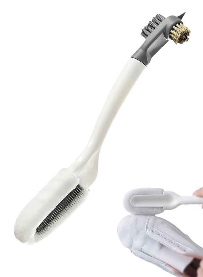 فرشاة العناية بالأحذية متعددة الاستخدامات 3 في 1 – فرشاة تنظيف عميق للأحذية الرياضية بتصميم متعدد الشعيرات وإسفنجة تلميع مدمجة، ومقبض مريح - Image 1